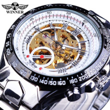 WINNER 432 Custom design mens wristwatch tourbillon analog fashion steel men's watch mechanical automatic